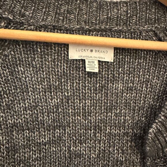 Lucky Brand Green Grey Open Wool Blend Knit Cardigan Size L - Picture 3 of 6